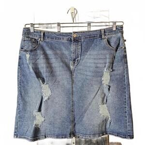 Alivia Ford Women's Denim Skirt with Distressed Details 22